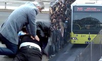 Metrobüs durağında ölüm kalım savaşı kamerada