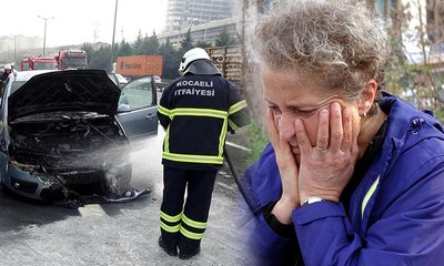 Yanan otomobilden canlarını son anda kurtardılar