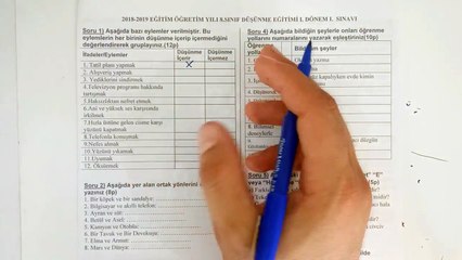 8. Sınıf  DÜŞÜNME EĞİTİMİ DERSİ 1. Dönem 1. Yazılı Soruları ve Çözümü 2018-2019