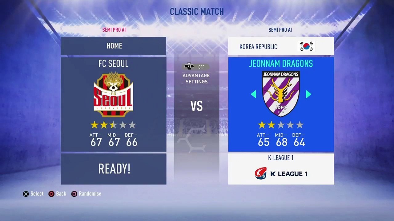 Korean K-League - Jeonnam Dragons @ FC Seoul - FIFA 19 Simulation Full Game 11/11/18