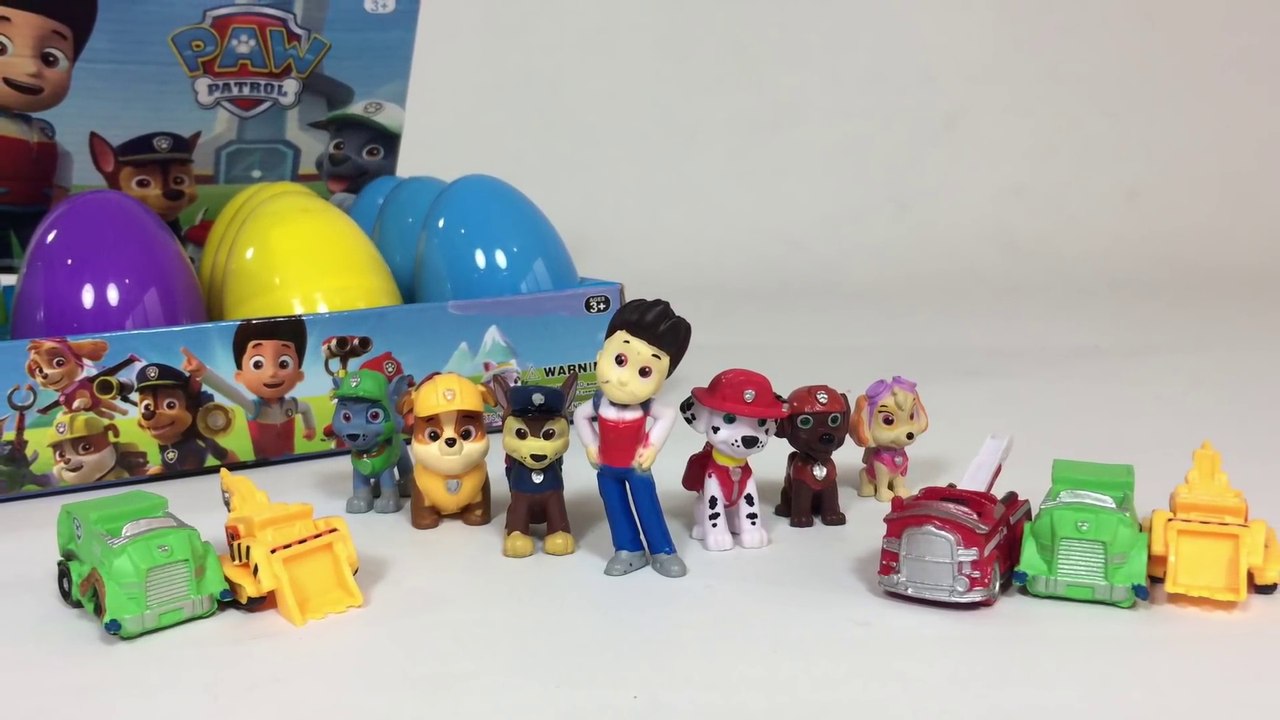12 Paw Patrol Egg Surprises Opening Marshall Chase Rubble Rocky Zuma Skye - Unboxing Review
