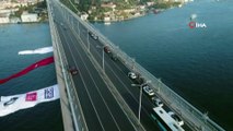 15 Temmuz Şehitler Köprüsü'nde 9'u 5 geçe Ata'ya saygı duruşu havadan görüntülendi