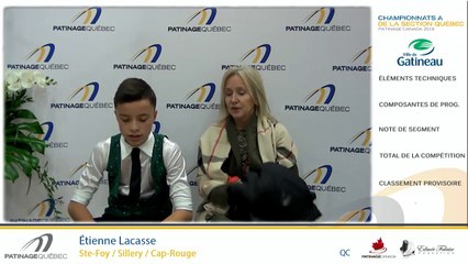 Championnats A de la section Québec - Patinage Canada 2019 Eve. 27 Pré-Novice Messieurs prog. Libre + Eve. 28 Novice Messieurs prog. Libre + Eve. 29 Junior Messieurs prog. Libre + Eve. 30 Novice Dames prog. Libre + Eve 31 Senior Dames prog. Court