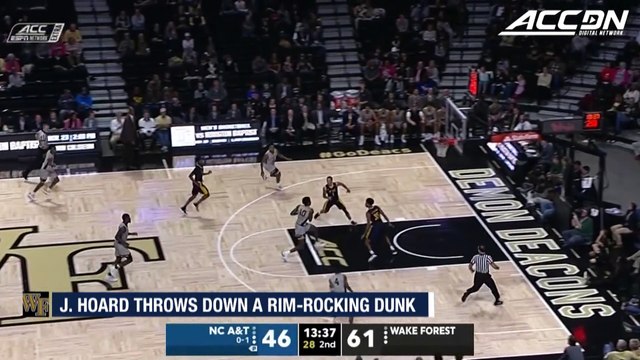 Wake Forest's Jaylen Hoard Throws Down A Rim-Rocking Dunk