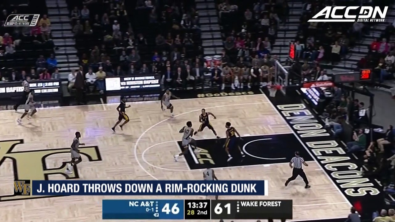 Wake Forest's Jaylen Hoard Throws Down A Rim-Rocking Dunk