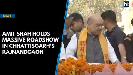 Amit Shah holds massive roadshow in Chhattisgarh's Rajnandgaon