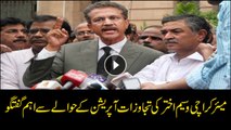 Mayor Karachi Waseem Akhtar addresses media