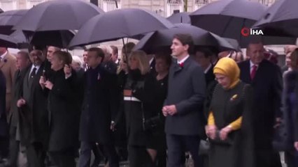 Liderler Birinci Dünya Savaşı Törenleri İçin Zafer Takı'na Yürüdü- Cumhurbaşkanı Erdoğan, Eşi Emine...