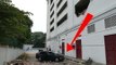Car overshot car park walls and plunged two floors