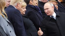 Vladimir Putin Gives President Trump A 'Thumbs Up' During WW1 Armistice Event