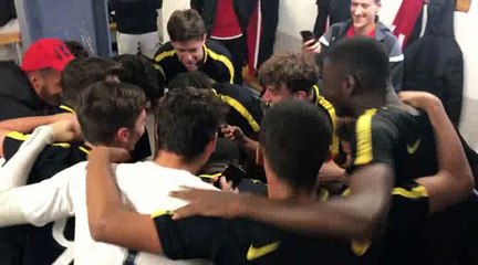 GAMBARDELLA U19 – La joie du vestiaire de LYON-DUCHERE AS après la qualification au FC Villefranche