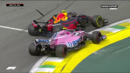 Tête-à-queue de Verstappen après un accrochage avec Ocon !