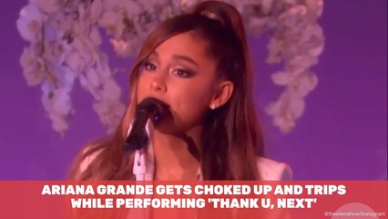 Ariana Grande Takes A Fall