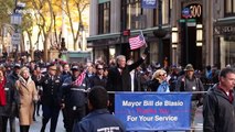 Mayor Bill de Blasio marches in NYC Veterans Day Parade