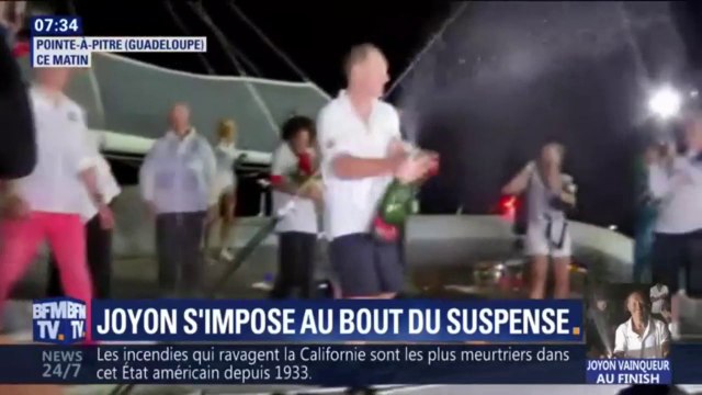 Route du Rhum: l'arrivée et la joie de Francis Joyon après un duel incroyable avec François Gabart
