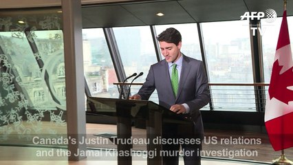 Canada PM Trudeau talks about US relations at Paris Peace Forum
