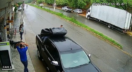 Car Loses Control and Almost Hits Worker