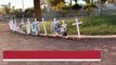 Memorial crosses left at Welcome to Las Vegas sign for victims of Thousand Oaks shooting