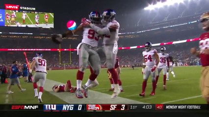 Giants Crazy Deflection INT Sets Up Odell Beckham TD!