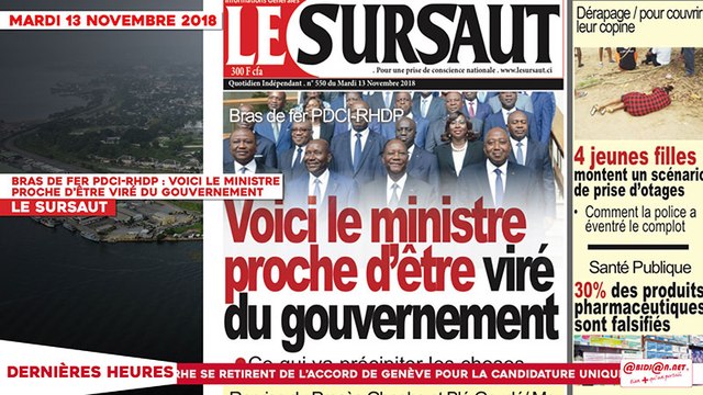 Le Titrologue du 13 Novembre 2018 : Bras de fer PDCI-RHDP , voici le ministre proche d’être viré du gouvernement