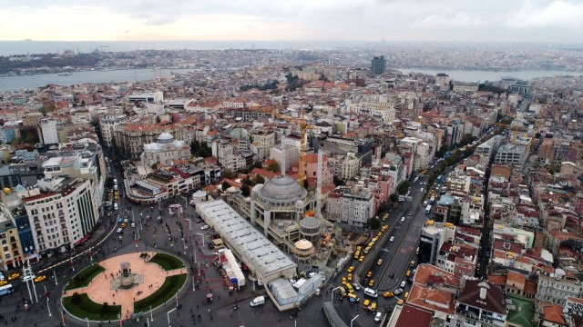 Taksim Camii'nde Son Durum Havadan Görüntülendi