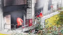 Hastane inşaatında yangın paniği
