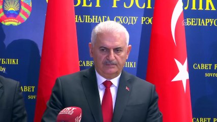 TBMM Başkanı Yıldırım, Myasnikoviç ve Andreyçenka ortak basın toplantısı - MİNSK