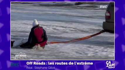 Vincent Lagaf' fait tomber Laury Thilleman sur la glace !