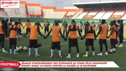 Download Video: Eliminatoires CAN 2019 : Séance d’entraînement des Éléphants au stade FHB avant le match contre la Guinée le 18 Novembre