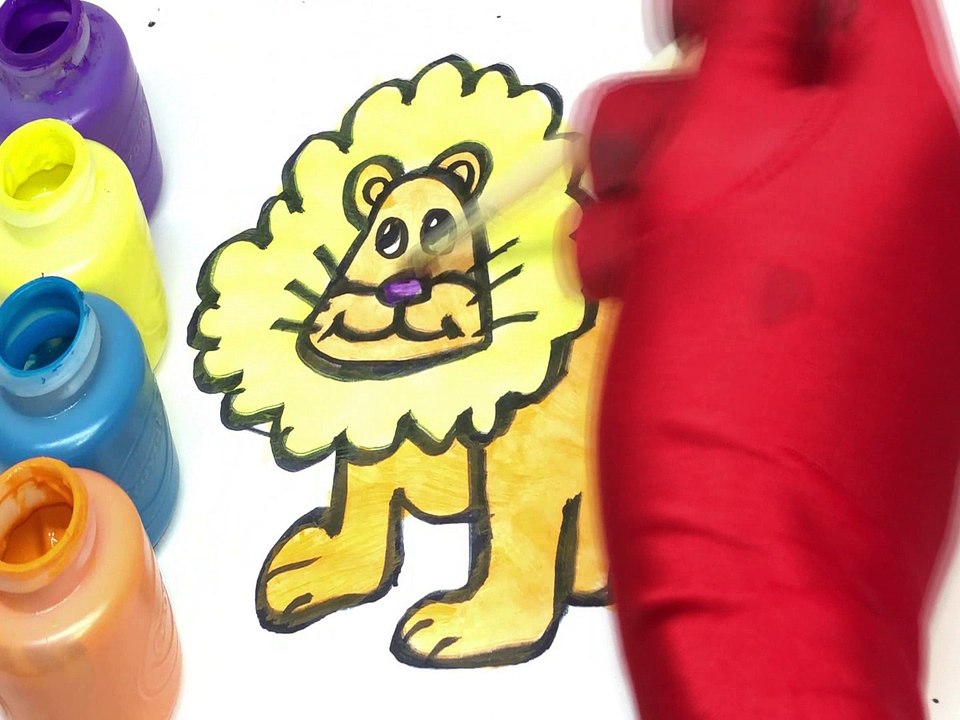 Learn Colors Lion Glitter coloring and drawing for Kids, Toddlers Toy Art with Nursery Rhymes