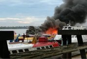 Express boat catches fire at wharf terminal in Sibu