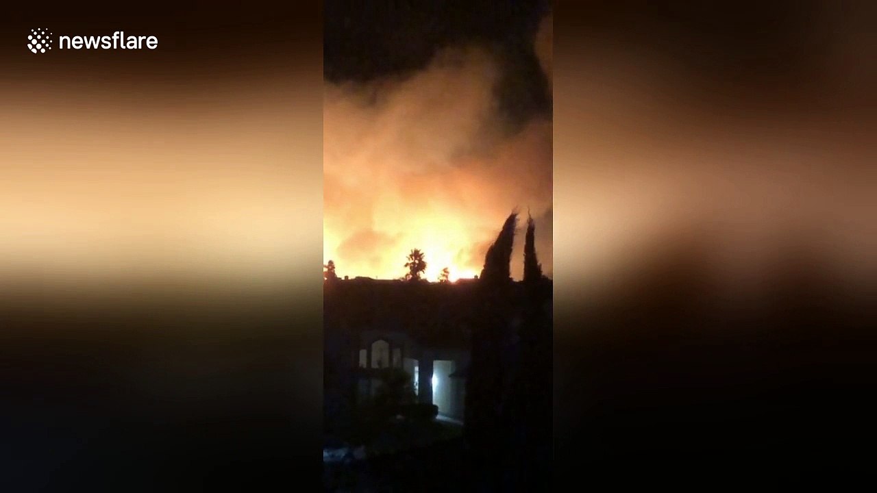 Fast-moving brush fire breaks out near Fontana, California