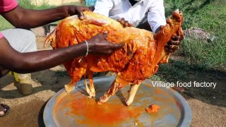 Full GOAT!!! Grilled Goat cook in different way - My daddy Arumugam - Village food factory