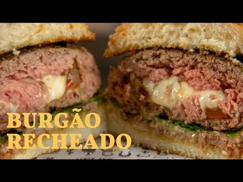 Hamburguer recheado  com pimentoes caramelizados