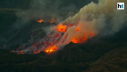 Watch: Southern California wildfire roars to life again in Ventura County