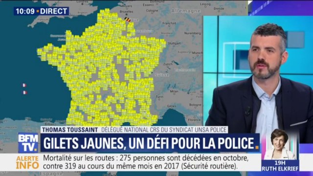 Gilets jaunes: pour Unsa-Police, il semble compliqué d'être derrière chaque point de blocage