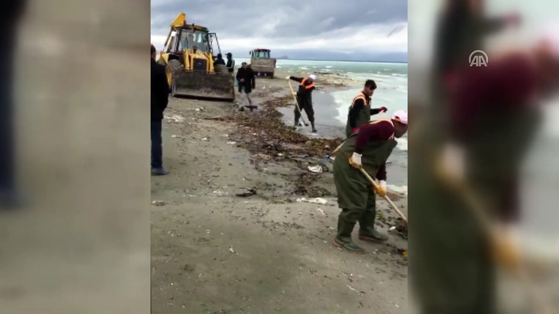 ⁣Van Gölü'ne sızan zift temizlendi - VAN