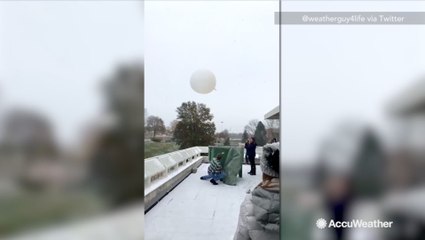 Meteorology students launch weather balloon