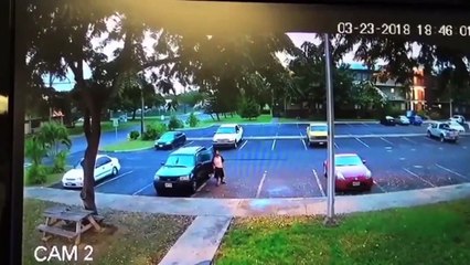 Voler une voiture avec un chariot élévateur... Joli
