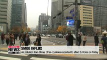 S. Korea's air quality expected to get worse on Friday due to pollutants from other countries