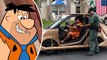 Florida Fred Flintstone jokingly nabbed for speeding in footmobile