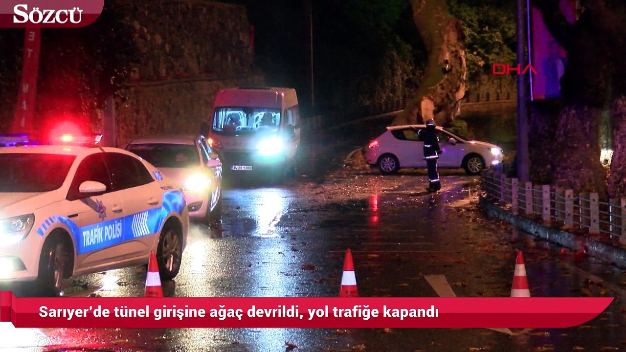 Sarıyer’de tünel girişine ağaç devrildi, yol trafiğe kapandı