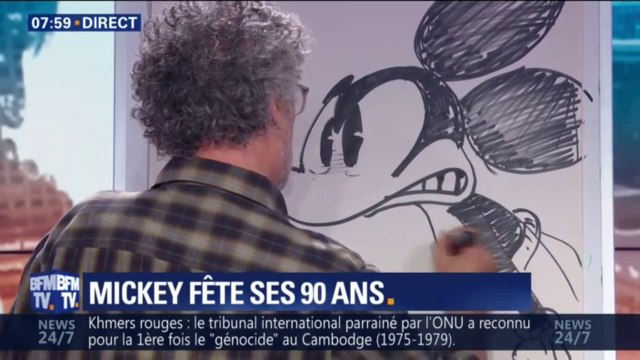 Mickey fête ses 90 ans ! Un dessinateur nous dresse un de ses plus anciens portraits sur le plateau