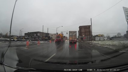 Semi Truck Takes Down Crosswalk Signal