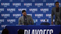 Davis & Rondo Postgame conference   Pelicans vs Warriors Game 1   April 28, 2018   NBA Playoffs