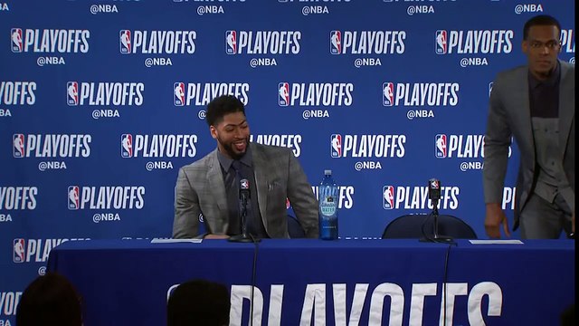Davis & Rondo Postgame conference Pelicans vs Warriors Game 1 April 28, 2018 NBA Playoffs