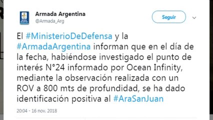 Hallan el submarino argentino ARA San Juan -