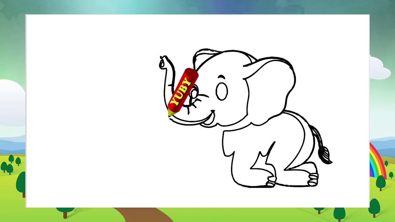 Drawing For Kids - Coloring  An Elephant - How to Draw An Elephant