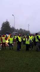 Gilets jaunes sur le rond-point de Pizançon près de Romans