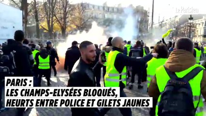 Télécharger la video: Paris : les Champs-Elysées bloqués, heurts entre police et Gilets jaunes